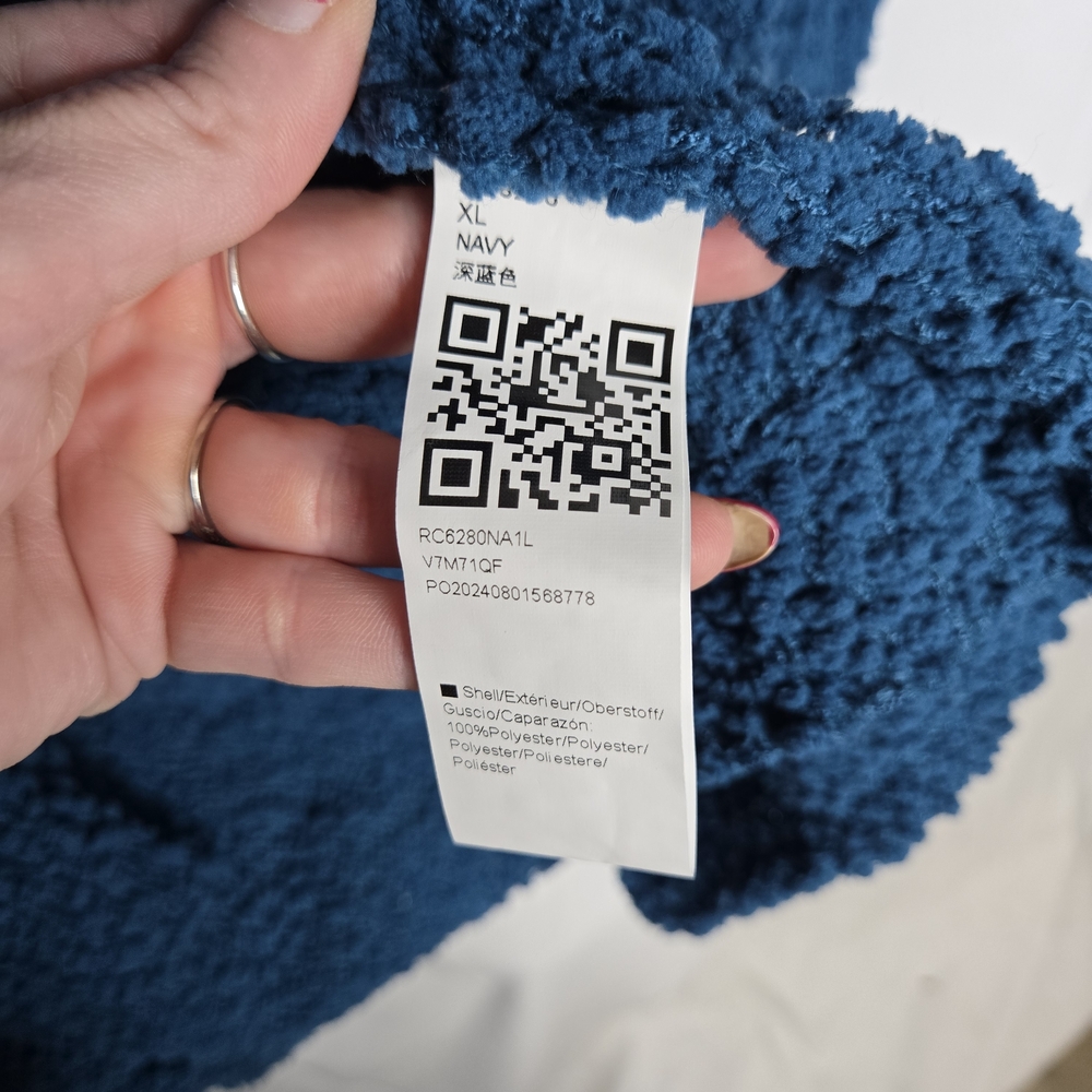 Cozy Blue Chenille Open Front Cardigan XL Soft Textured Knit Sweater w Pockets - Picture 4 of 4